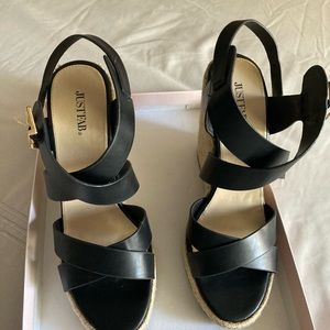 Black espadrille wedges